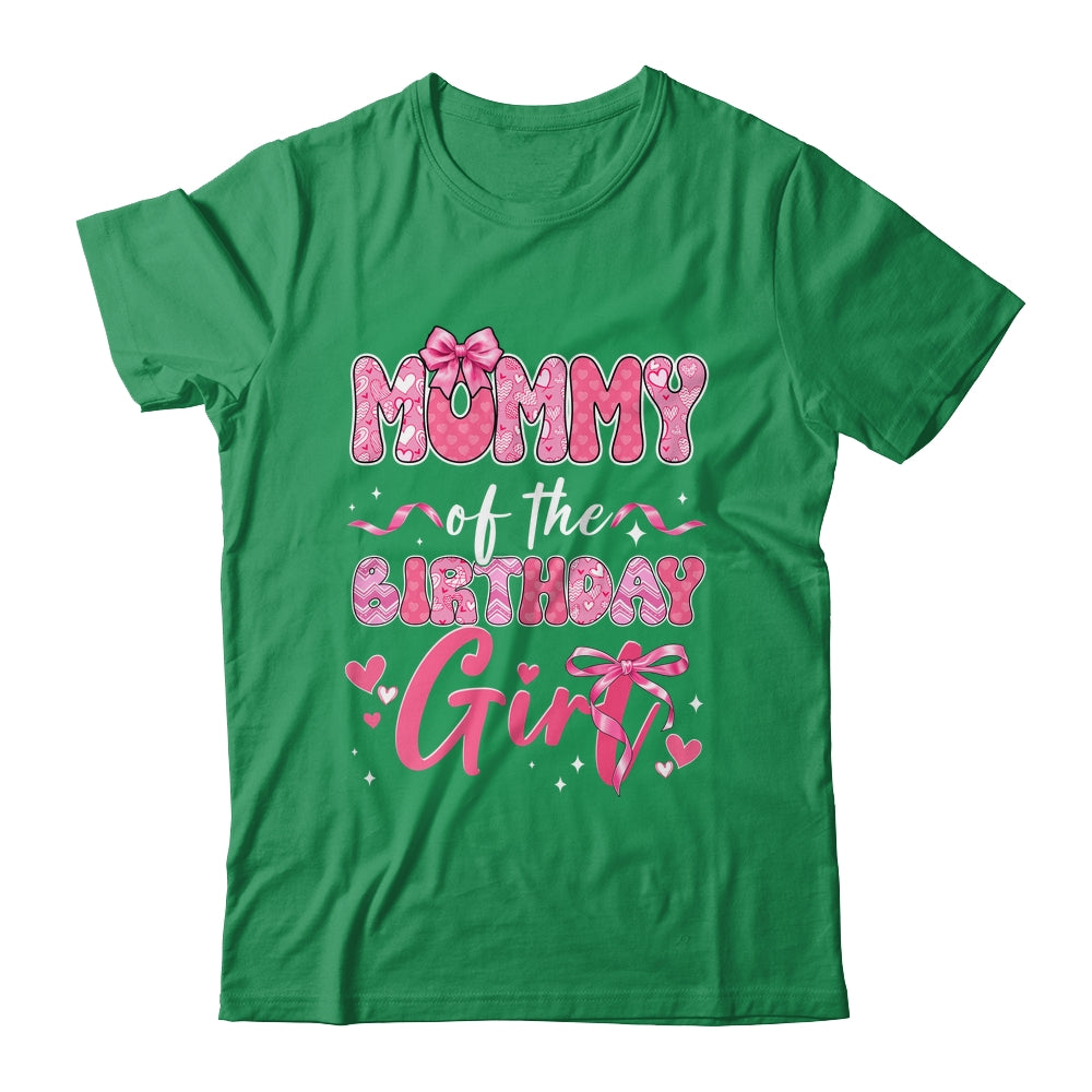 Mommy Of The Birthday Girl Pink Coquette Bow Family Shirt & Hoodie | siriusteestore