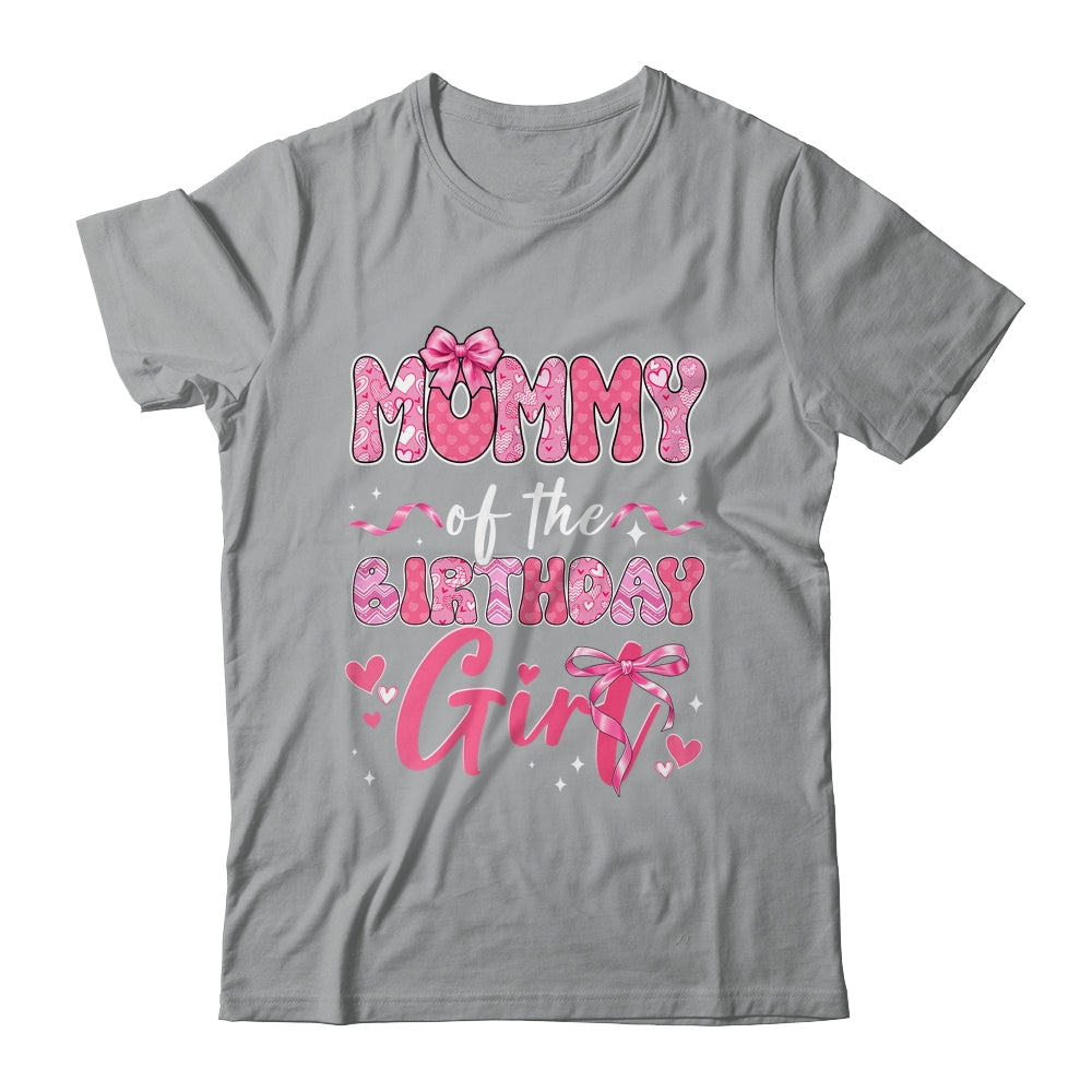Mommy Of The Birthday Girl Pink Coquette Bow Family Shirt & Hoodie | siriusteestore
