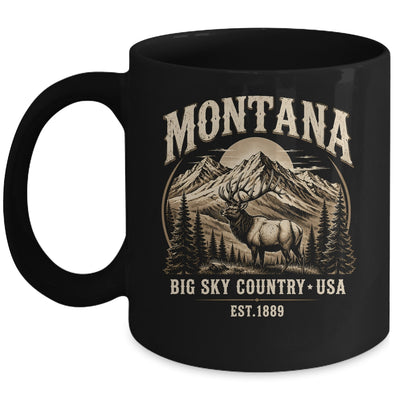 Montana Rocky Mountains Elk Big Sky Country Souvenir Vintage Mug | siriusteestore