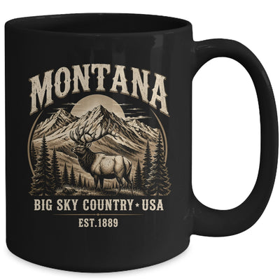 Montana Rocky Mountains Elk Big Sky Country Souvenir Vintage Mug | siriusteestore