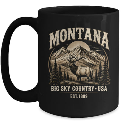 Montana Rocky Mountains Elk Big Sky Country Souvenir Vintage Mug | siriusteestore