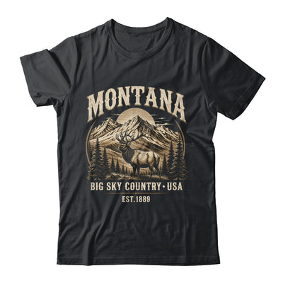 Montana Rocky Mountains Elk Big Sky Country Souvenir Vintage Shirt & Tank Top | siriusteestore