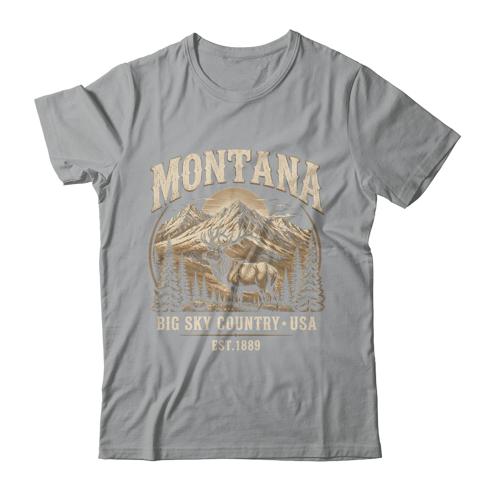 Montana Rocky Mountains Elk Big Sky Country Souvenir Vintage Shirt & Tank Top | siriusteestore