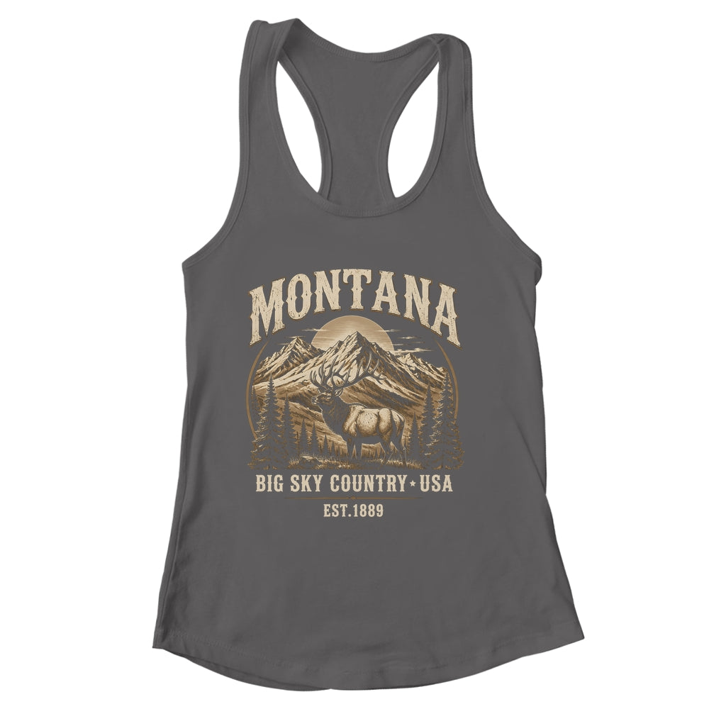 Montana Rocky Mountains Elk Big Sky Country Souvenir Vintage Shirt & Tank Top | siriusteestore