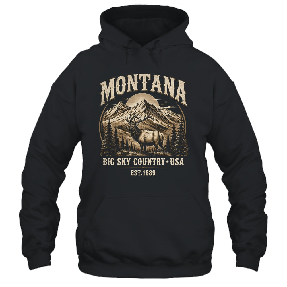 Montana Rocky Mountains Elk Big Sky Country Souvenir Vintage Shirt & Tank Top | siriusteestore