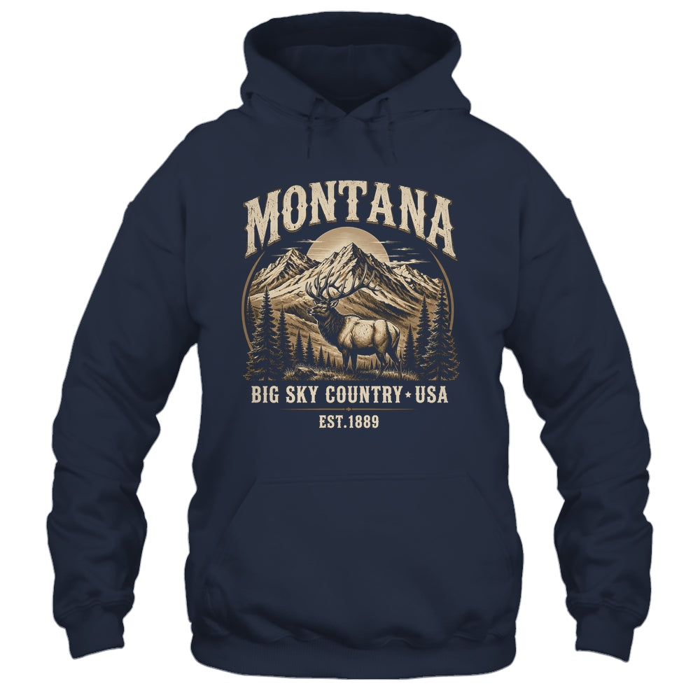 Montana Rocky Mountains Elk Big Sky Country Souvenir Vintage Shirt & Tank Top | siriusteestore