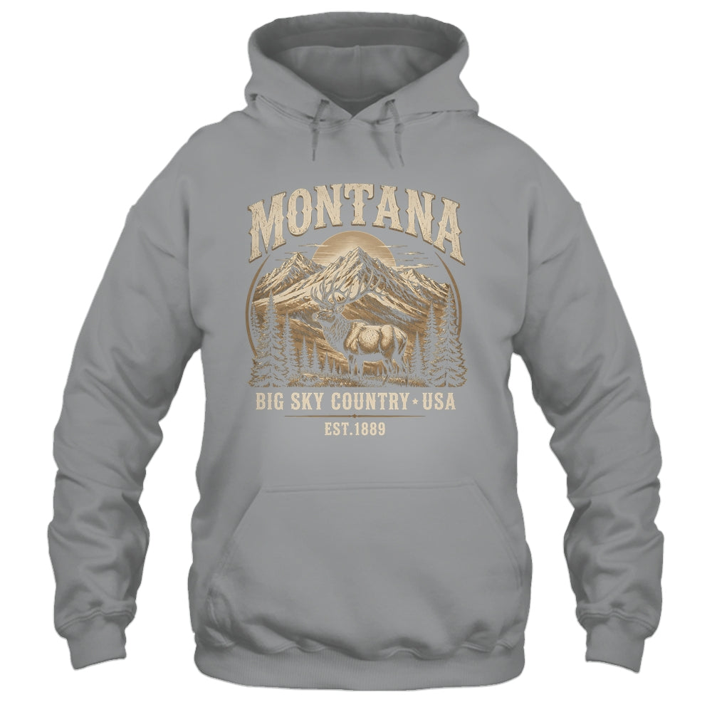 Montana Rocky Mountains Elk Big Sky Country Souvenir Vintage Shirt & Tank Top | siriusteestore