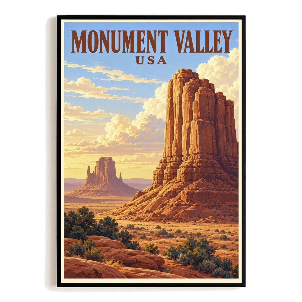 Monument Valley Usa Travel Poster Gift Vintage Southwest Desert Wall Art Print Red Rock Landscape Western Adventure Decor For Home Living Room Office Bedroom Unframed | siriusteestore