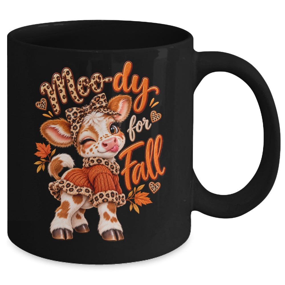 Moo-Ody For Fall Cow Leopard Bow Autumn Graphic Women Girls Mug | siriusteestore