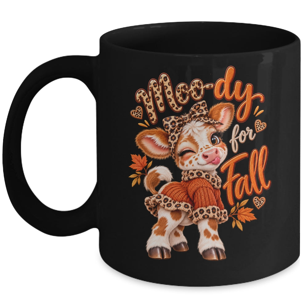 Moo-Ody For Fall Cow Leopard Bow Autumn Graphic Women Girls Mug | siriusteestore