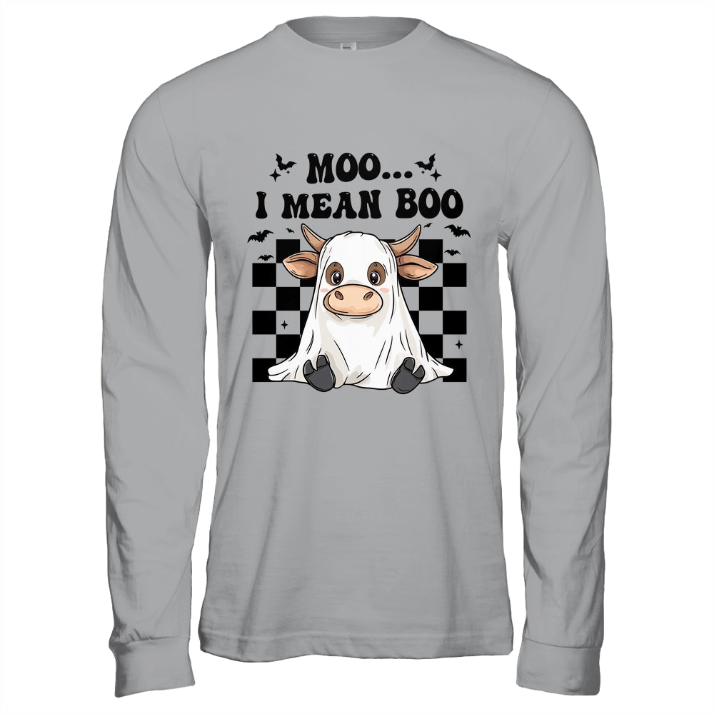 Moo I Mean Boo Spooky Highland Cow Halloween Ghost Costume Shirt & Hoodie | siriusteestore