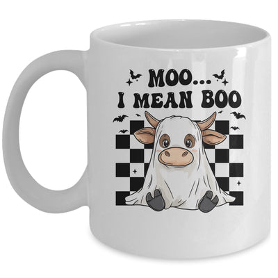 Moo I Mean Boo Spooky Highland Cow Halloween Ghost Costume Mug | siriusteestore