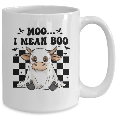 Moo I Mean Boo Spooky Highland Cow Halloween Ghost Costume Mug | siriusteestore