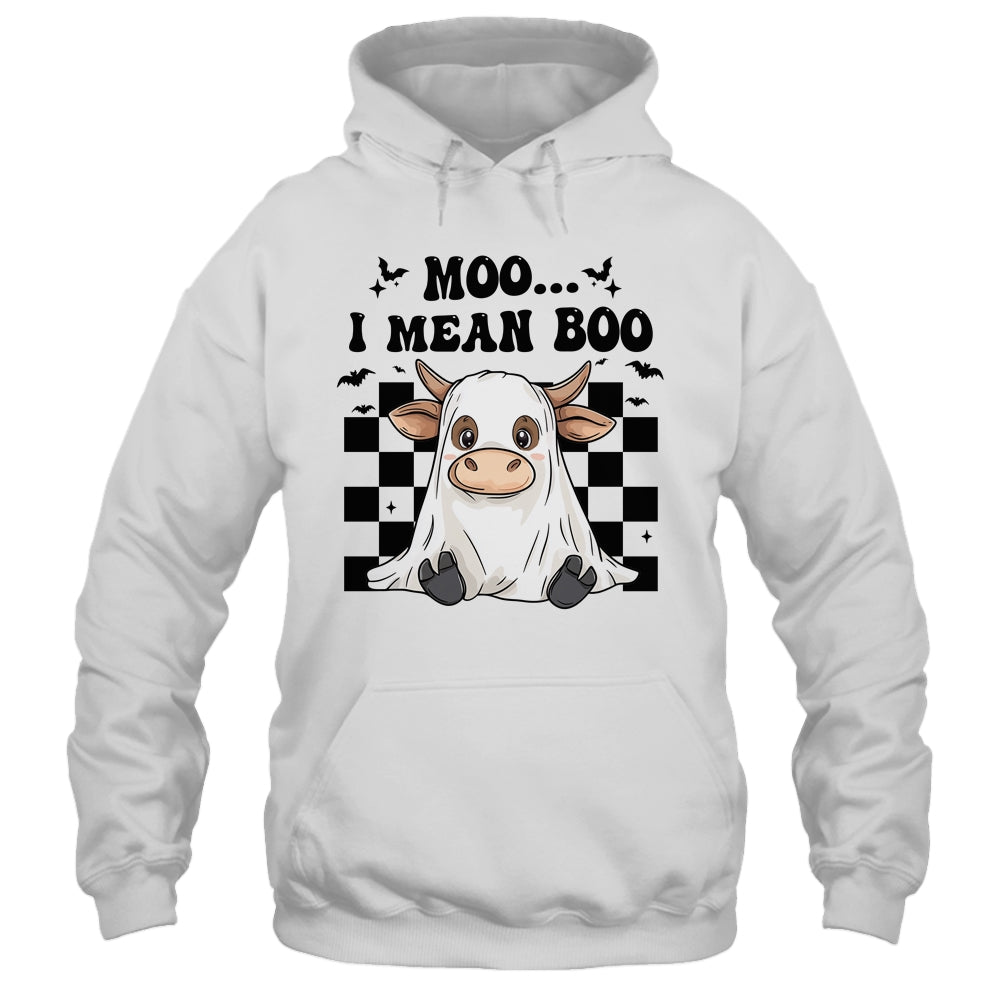Moo I Mean Boo Spooky Highland Cow Halloween Ghost Costume Shirt & Hoodie | siriusteestore