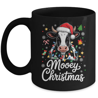 Mooey Christmas Lights Santa Hat Xmas Farm Cow Lover Mug | siriusteestore