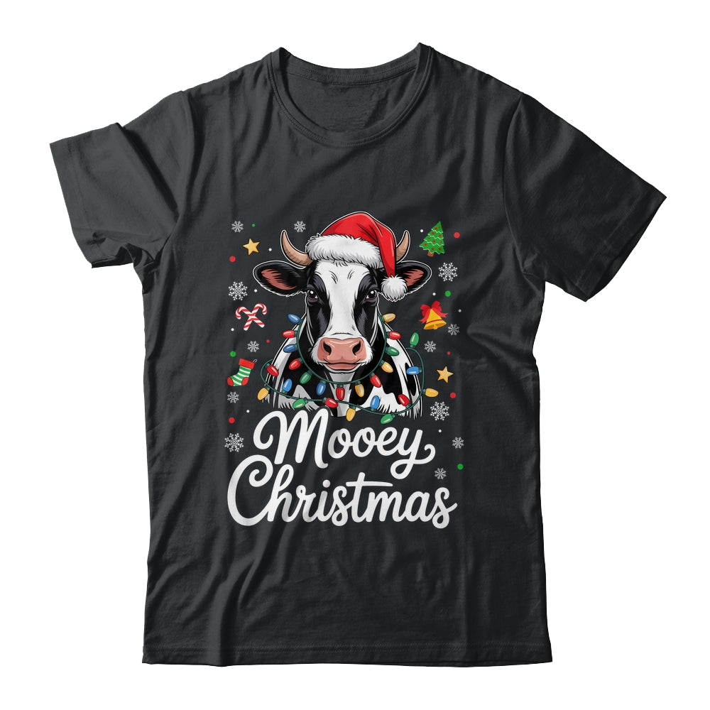 Mooey Christmas Lights Santa Hat Xmas Farm Cow Lover Shirt & Sweatshirt | siriusteestore