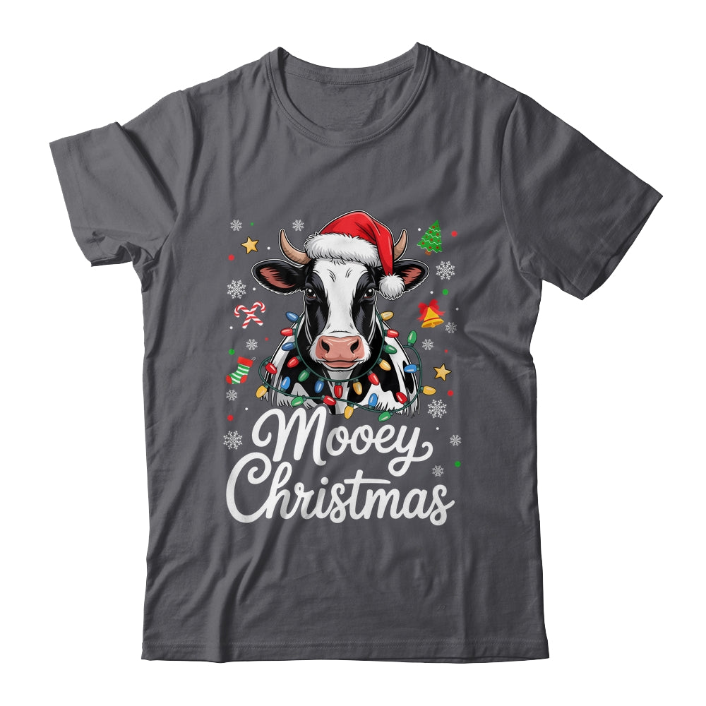 Mooey Christmas Lights Santa Hat Xmas Farm Cow Lover Shirt & Sweatshirt | siriusteestore