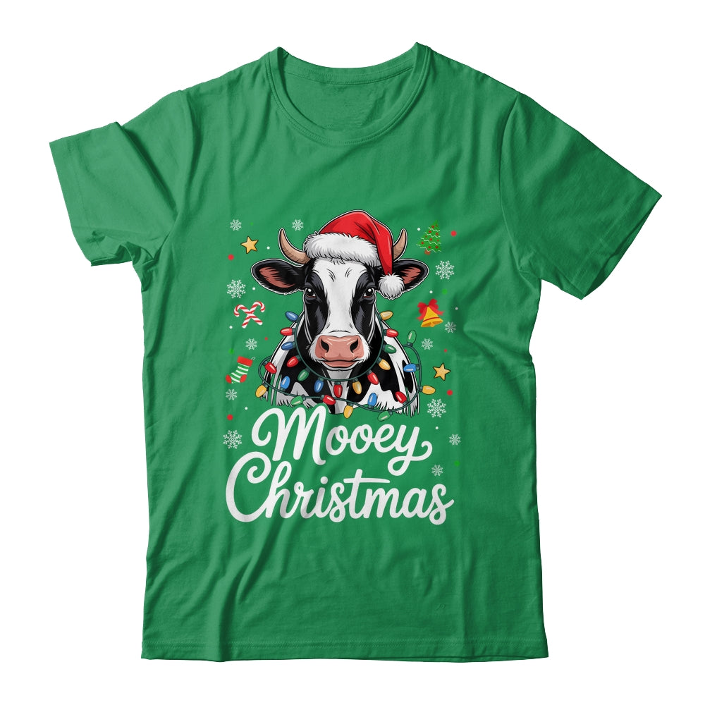 Mooey Christmas Lights Santa Hat Xmas Farm Cow Lover Shirt & Sweatshirt | siriusteestore