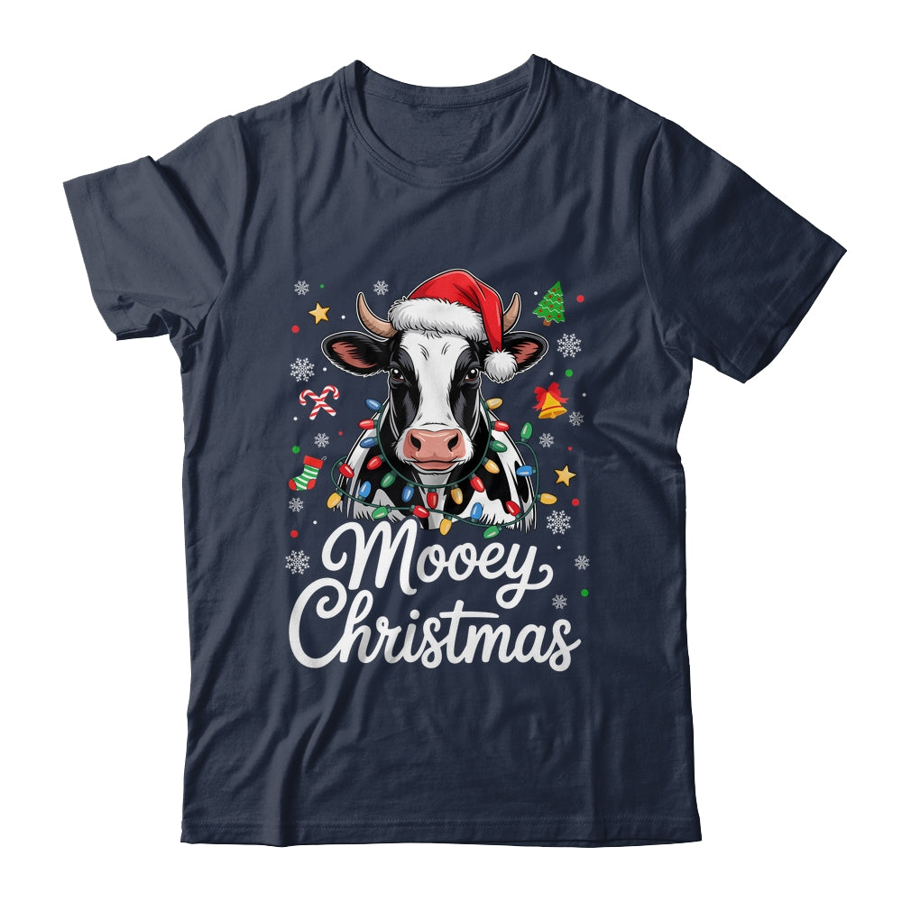 Mooey Christmas Lights Santa Hat Xmas Farm Cow Lover Shirt & Sweatshirt | siriusteestore