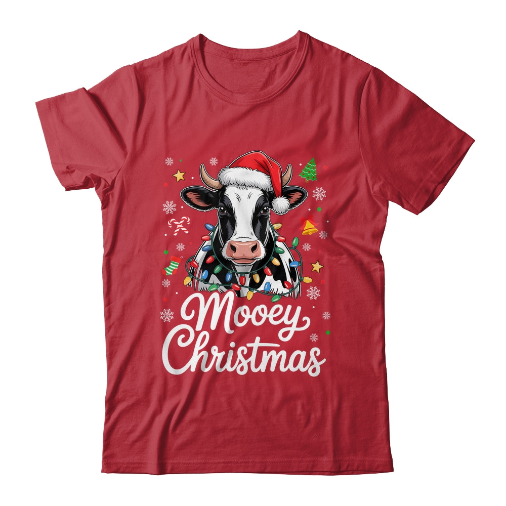 Mooey Christmas Lights Santa Hat Xmas Farm Cow Lover Shirt & Sweatshirt | siriusteestore