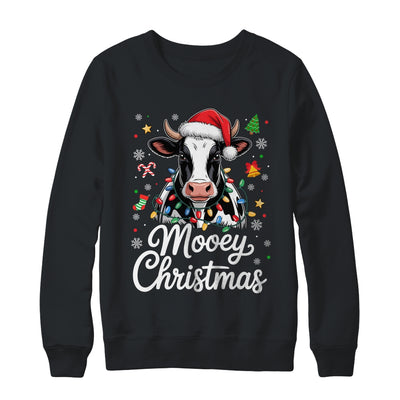 Mooey Christmas Lights Santa Hat Xmas Farm Cow Lover Shirt & Sweatshirt | siriusteestore