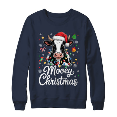 Mooey Christmas Lights Santa Hat Xmas Farm Cow Lover Shirt & Sweatshirt | siriusteestore
