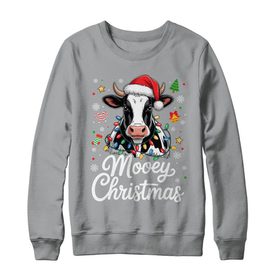 Mooey Christmas Lights Santa Hat Xmas Farm Cow Lover Shirt & Sweatshirt | siriusteestore