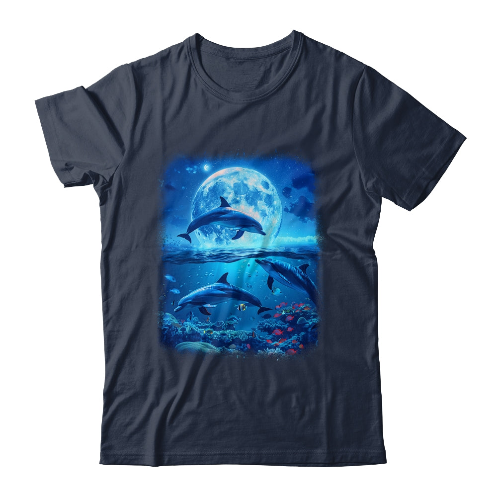 Moon Dolphin Space Dolphins Galaxy Design For Men Women Kids Shirt & Tank Top | siriusteestore