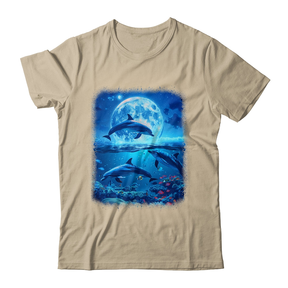 Moon Dolphin Space Dolphins Galaxy Design For Men Women Kids Shirt & Tank Top | siriusteestore