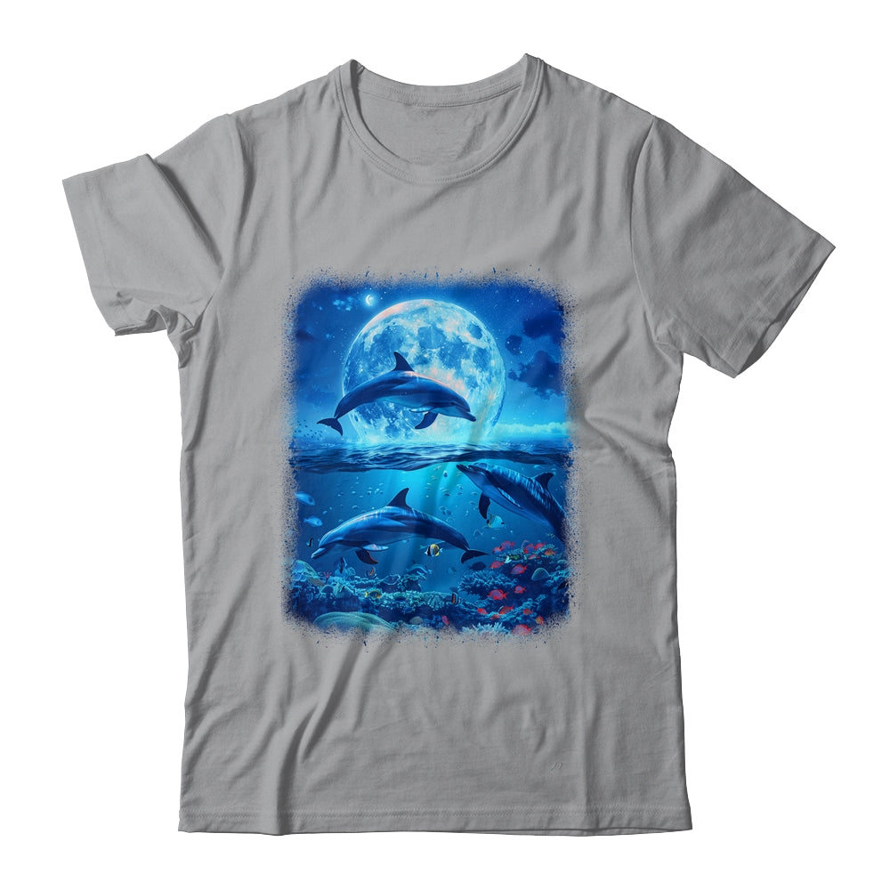 Moon Dolphin Space Dolphins Galaxy Design For Men Women Kids Shirt & Tank Top | siriusteestore