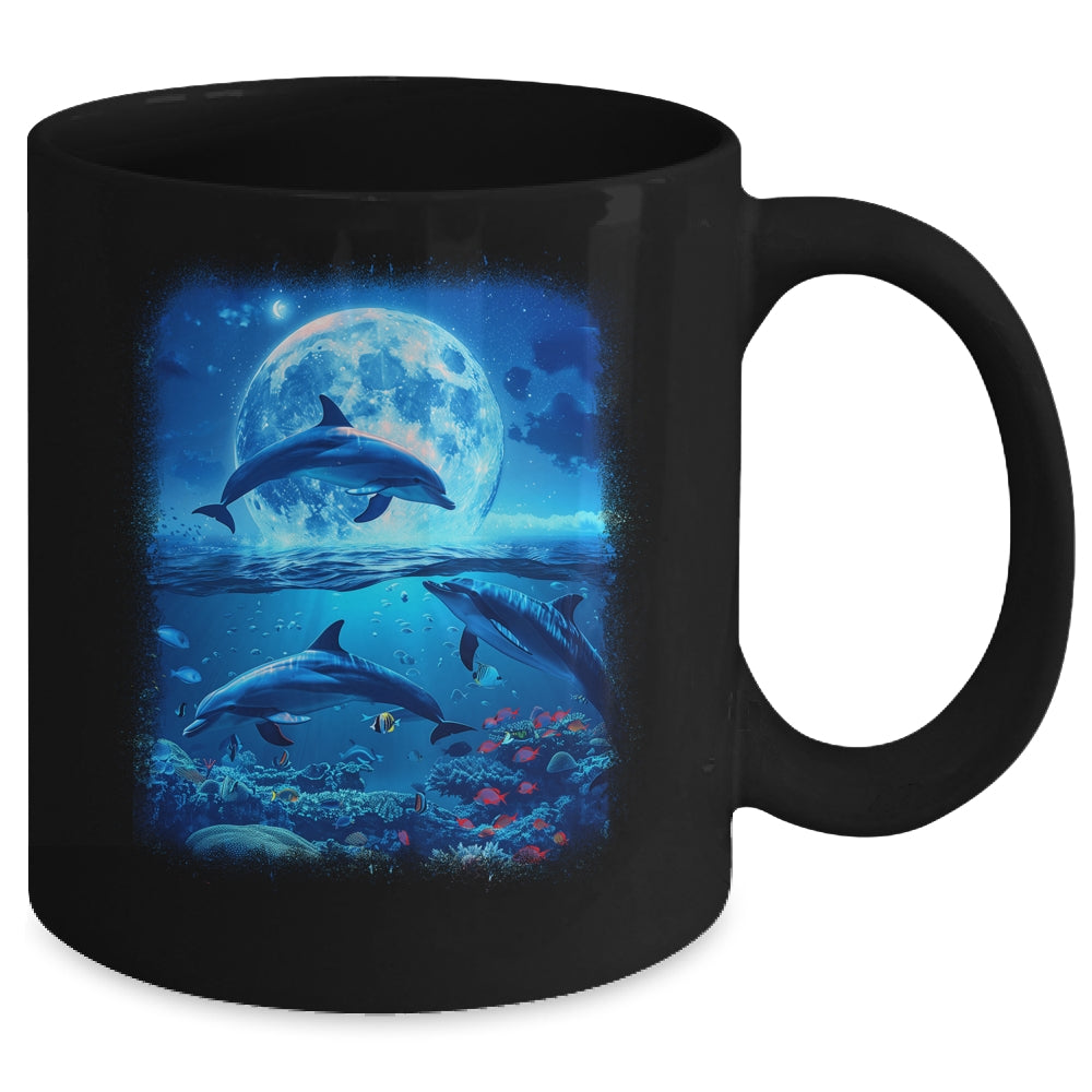 Moon Dolphin Space Dolphins Galaxy Design For Men Women Kids Mug | siriusteestore
