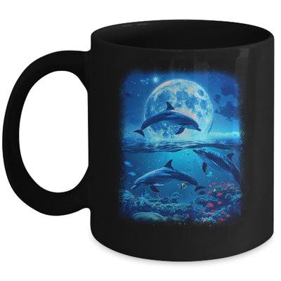 Moon Dolphin Space Dolphins Galaxy Design For Men Women Kids Mug | siriusteestore