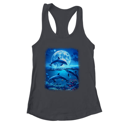 Moon Dolphin Space Dolphins Galaxy Design For Men Women Kids Shirt & Tank Top | siriusteestore