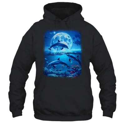 Moon Dolphin Space Dolphins Galaxy Design For Men Women Kids Shirt & Tank Top | siriusteestore