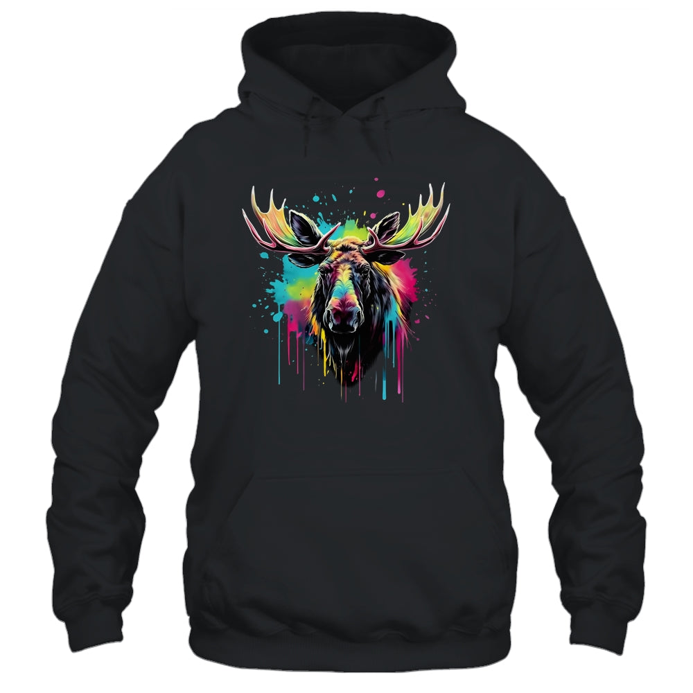 Moose Lovers Colorful Art Beautiful Moose Lover Men Women Shirt & Hoodie | siriusteestore