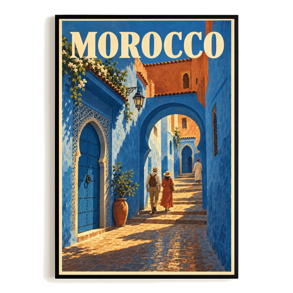 Morocco Medina Archway Courtyard Vintage Travel Poster Wall Art Print North African Architecture Souvenir Decor For Home Living Room Office Bedroom Gift Unframed | siriusteestore