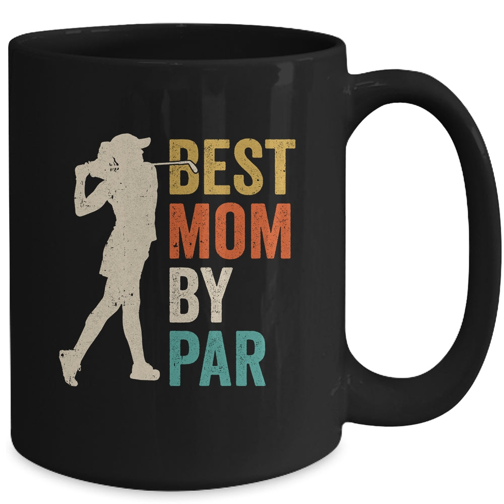 Mothers Day Golf Best Mom By Par Golfing Golfer Mama Retro Mug | siriusteestore