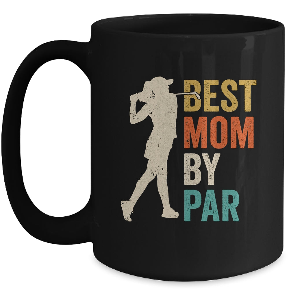 Mothers Day Golf Best Mom By Par Golfing Golfer Mama Retro Mug | siriusteestore