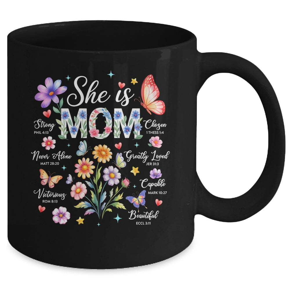 Mothers Day She Is Mom She Is Strong Gifts Christian Mom Mug | siriusteestore