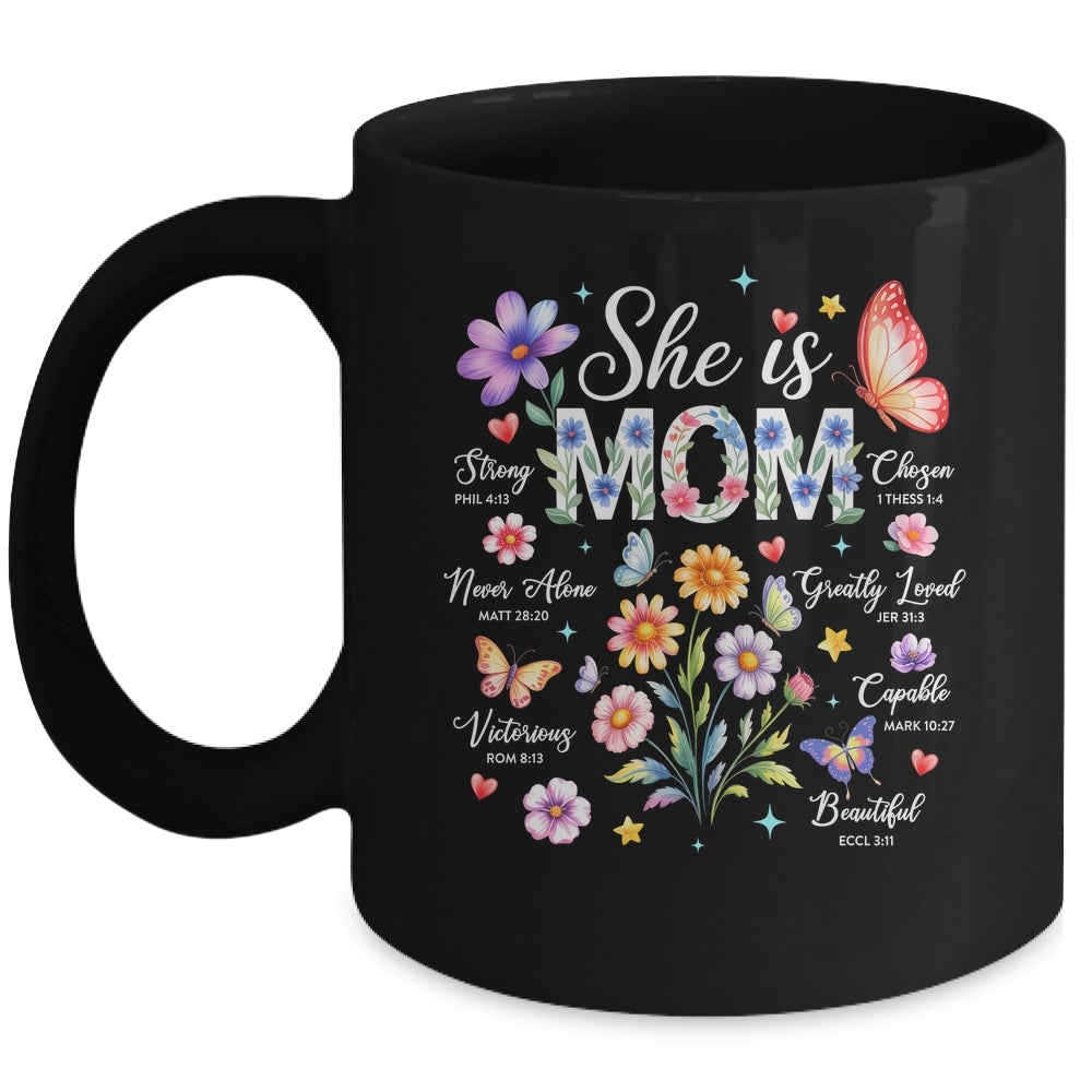 Mothers Day She Is Mom She Is Strong Gifts Christian Mom Mug | siriusteestore