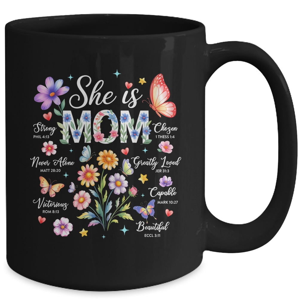 Mothers Day She Is Mom She Is Strong Gifts Christian Mom Mug | siriusteestore