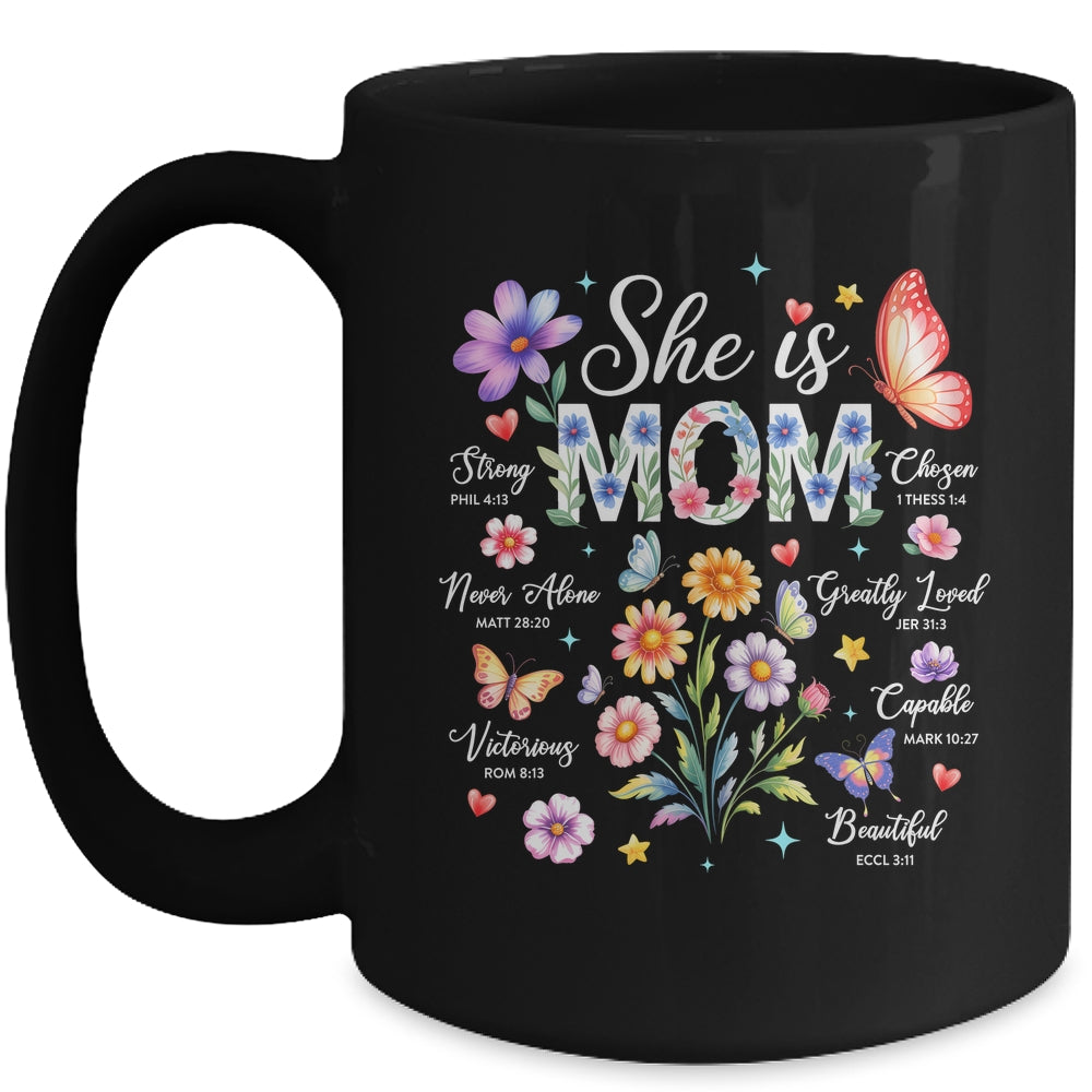 Mothers Day She Is Mom She Is Strong Gifts Christian Mom Mug | siriusteestore