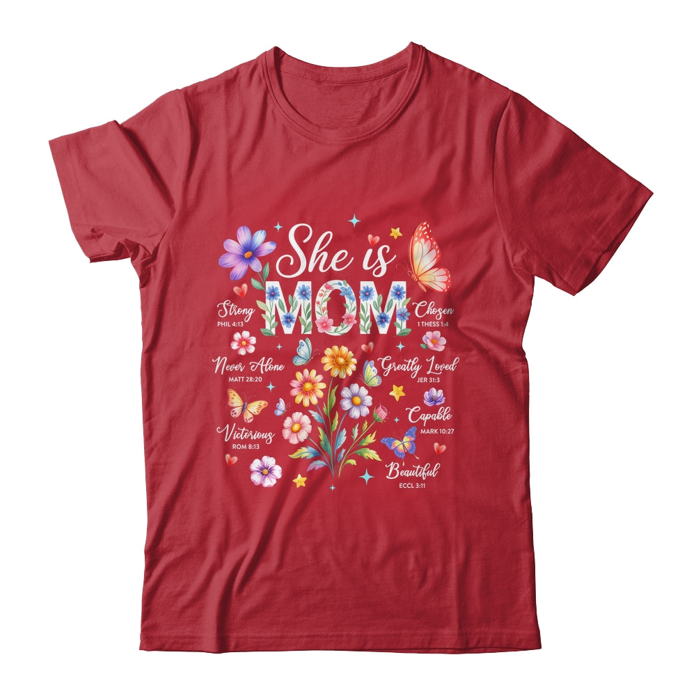 Mothers Day She Is Mom She Is Strong Gifts Christian Mom Shirt & Hoodie | siriusteestore
