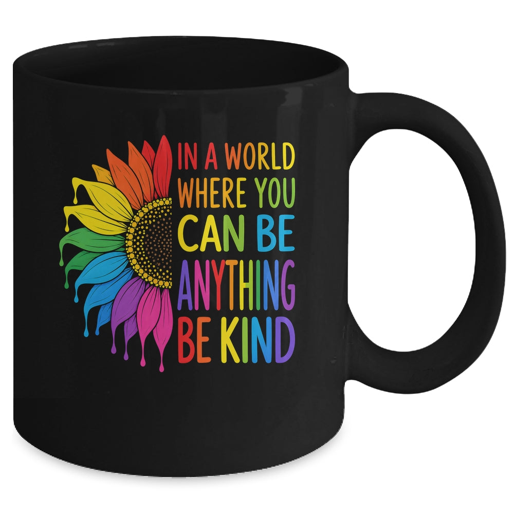 Motivational Rainbow Be Kind Sunflower Lgbtq Pride Month Mug | siriusteestore