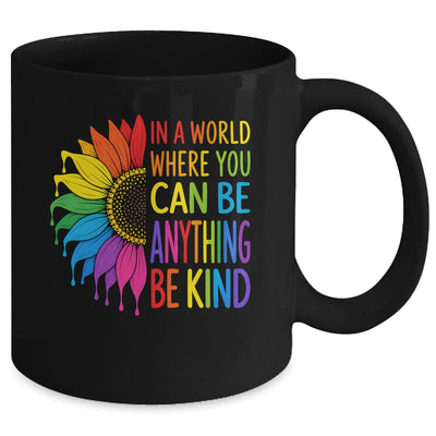 Motivational Rainbow Be Kind Sunflower Lgbtq Pride Month Mug | siriusteestore