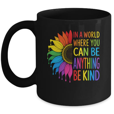 Motivational Rainbow Be Kind Sunflower Lgbtq Pride Month Mug | siriusteestore