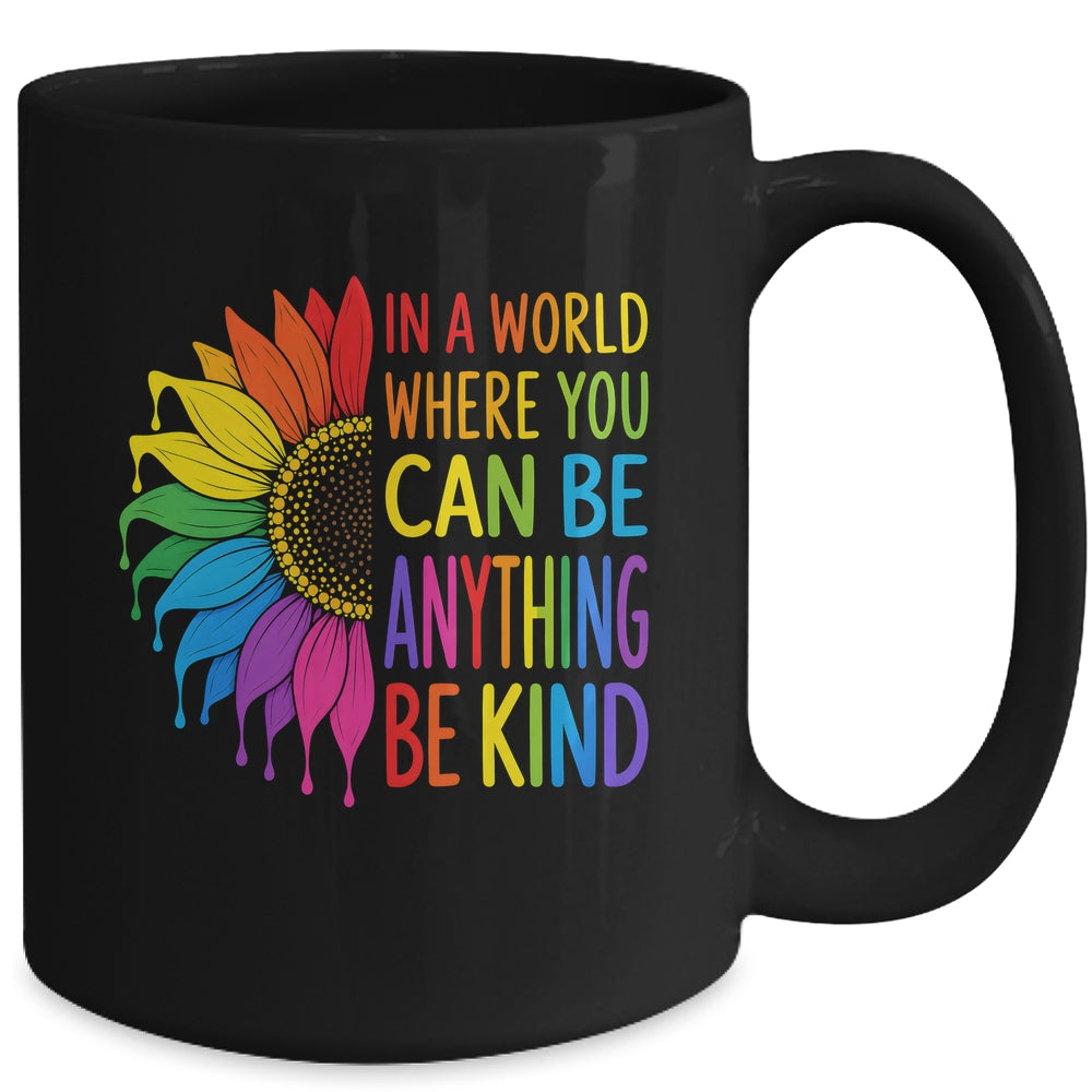 Motivational Rainbow Be Kind Sunflower Lgbtq Pride Month Mug | siriusteestore