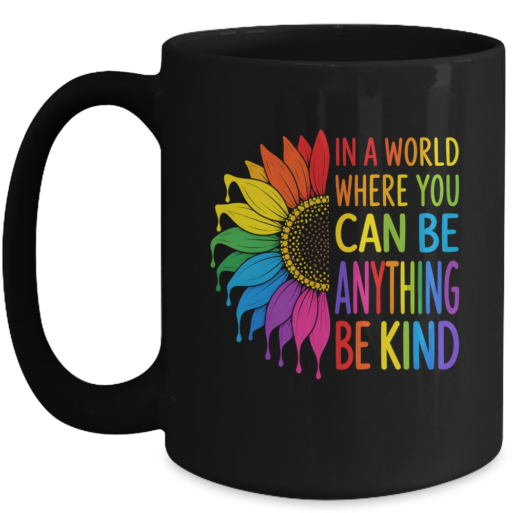 Motivational Rainbow Be Kind Sunflower Lgbtq Pride Month Mug | siriusteestore