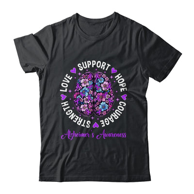 Motivational Words Floral Brain Ribbon Alzheimer's Awareness Shirt & Tank Top | siriusteestore