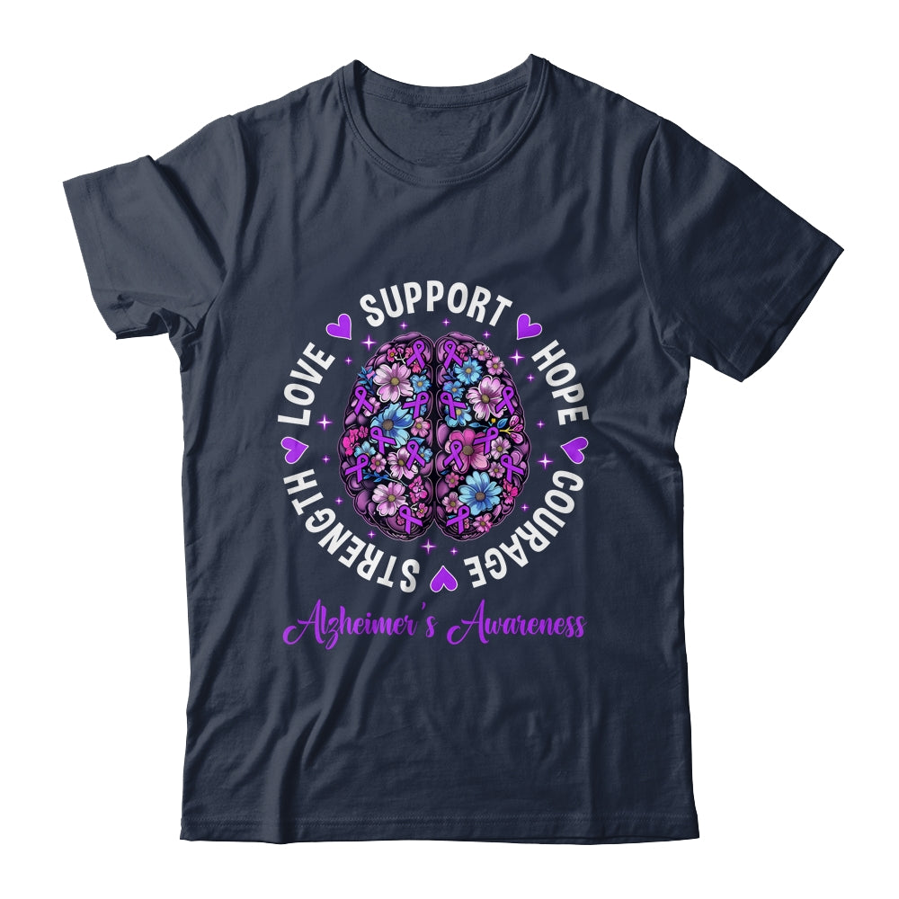 Motivational Words Floral Brain Ribbon Alzheimer's Awareness Shirt & Tank Top | siriusteestore